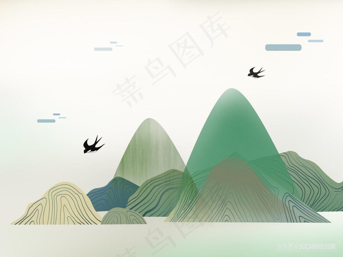 山脉飞鸟高清装饰画