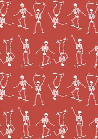 骷髅骨头玩滑板卡通