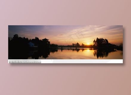 杭州西湖风景-宽幅美景西湖夕阳晚景