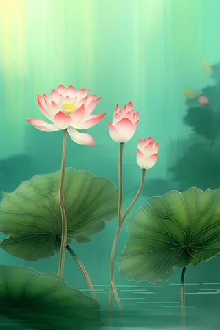 简约大气意境绿色荷花背景