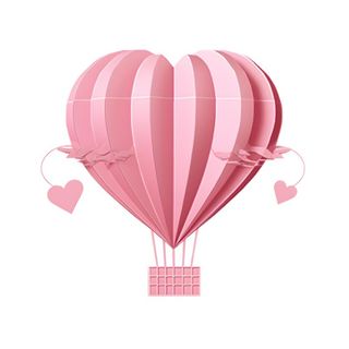 爱心热气球粉色免抠