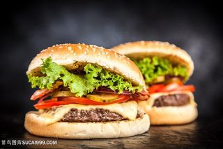 美味汉堡食物特写高清图片