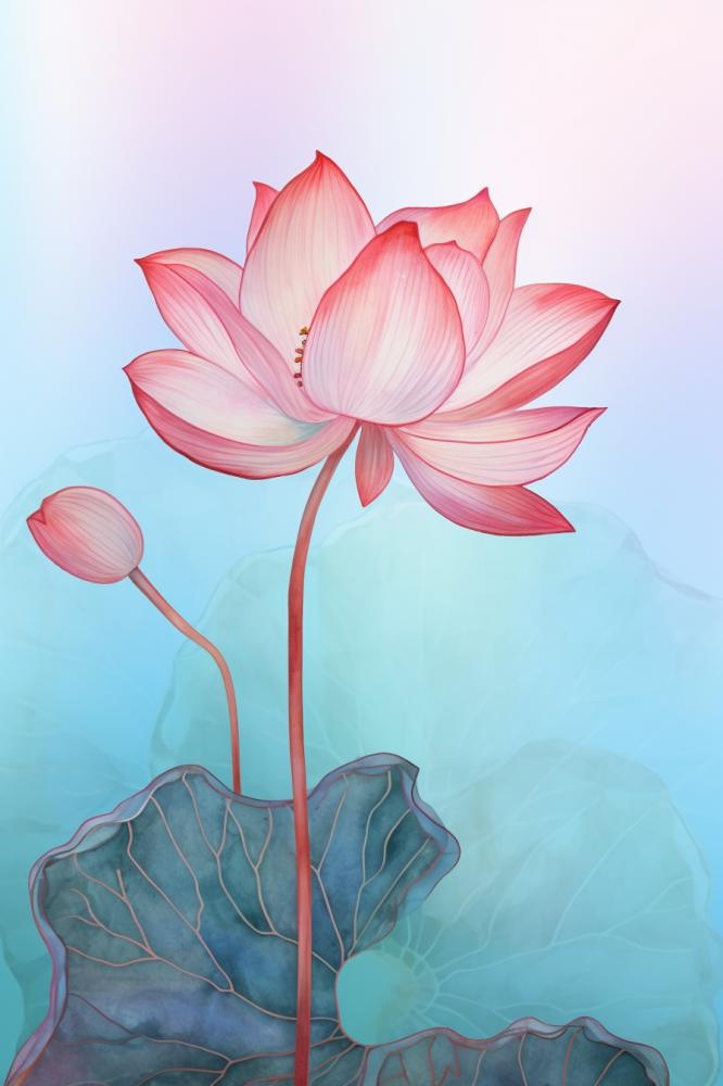 简约清新淡粉色荷花背景(896x1344)