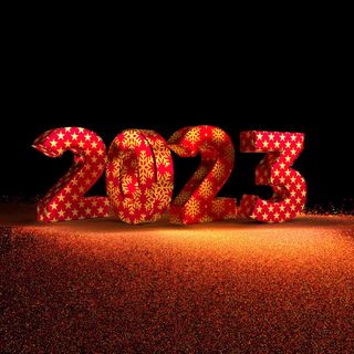 兔年2023年数字黑红色背景