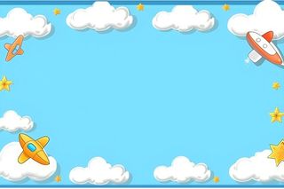 蓝色白云儿童边框背景