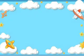 蓝色白云儿童边框背景