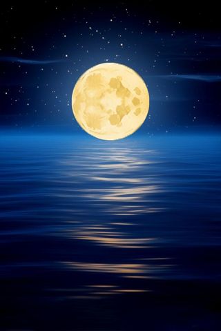 中秋海上月亮蓝色海报背景