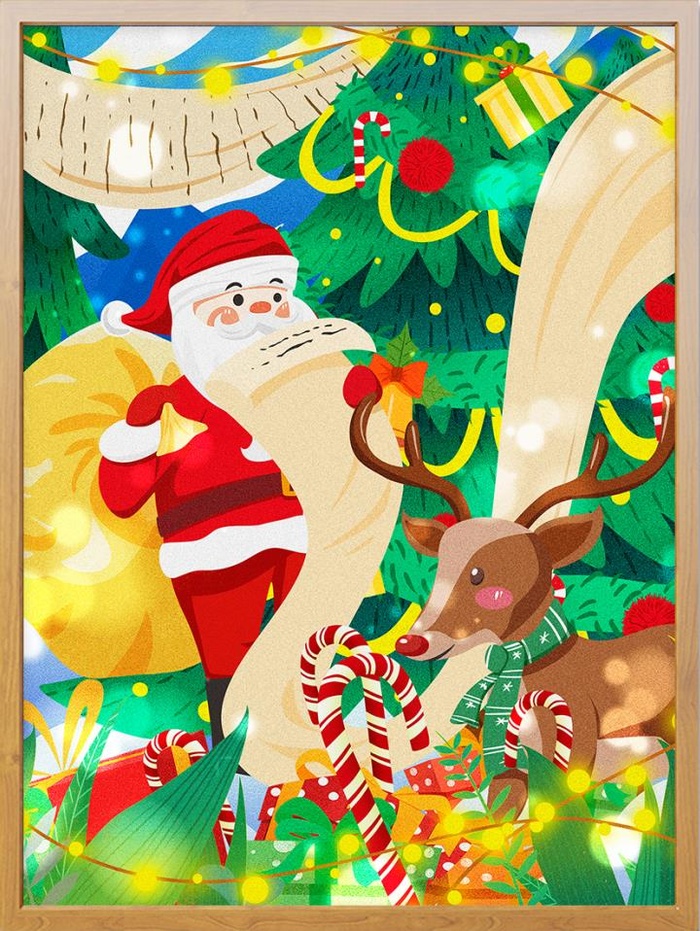 圣诞节插画圣诞老人送礼物
