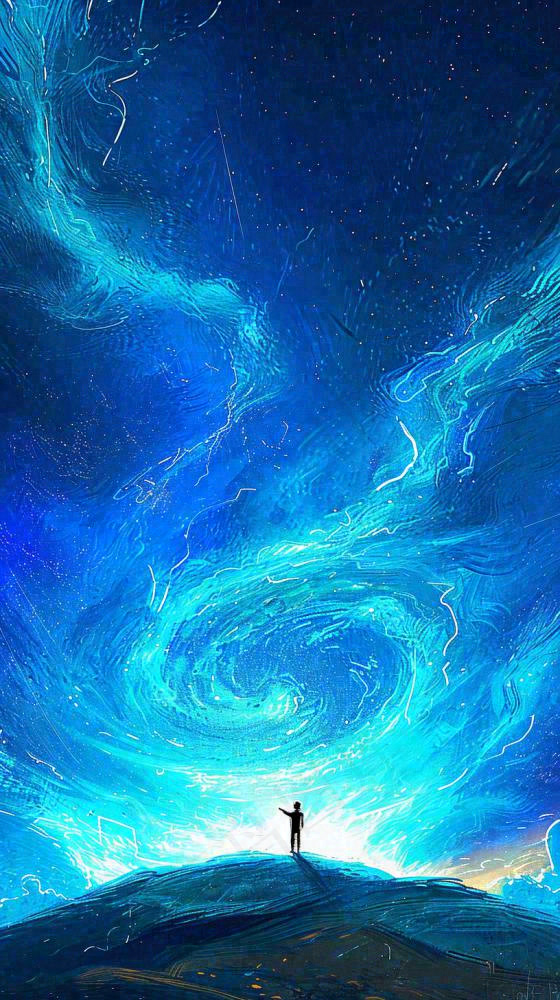 夜晚天蓝色天空科幻绚丽星空