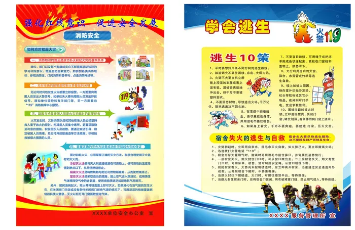消防逃生宣传栏psd模版下载
