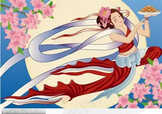 端着月饼飞翔的嫦娥