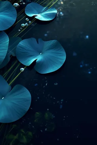 蓝色荷叶意境水珠背景