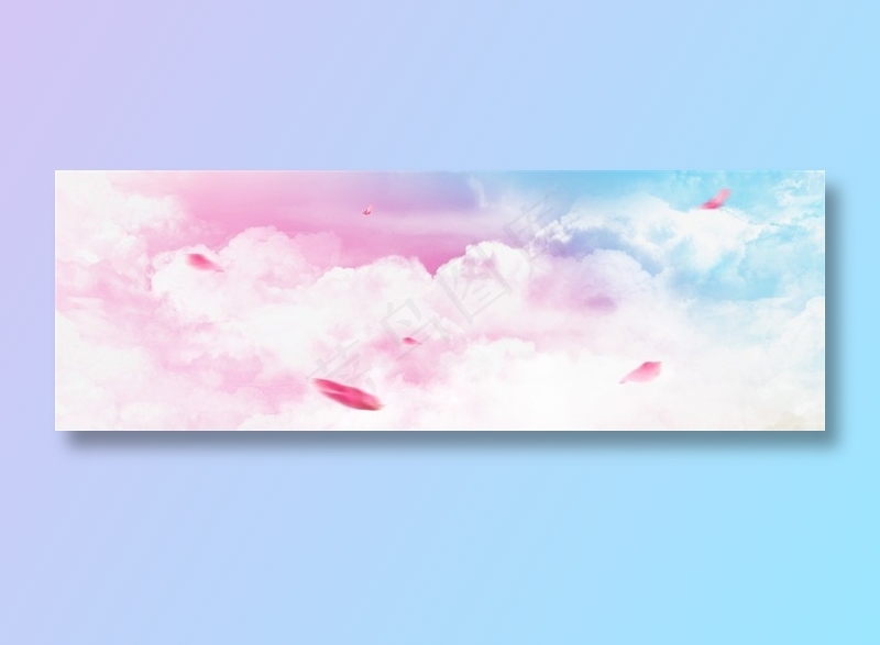 红蓝天白云云朵天空花瓣飞扬飘落