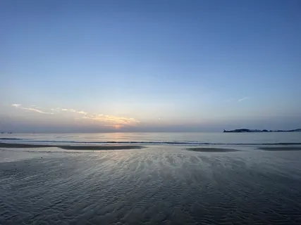 沙滩 落日 海边 天空