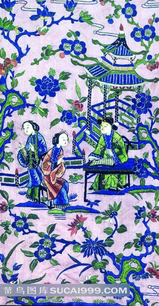 仕女图案刺绣素材