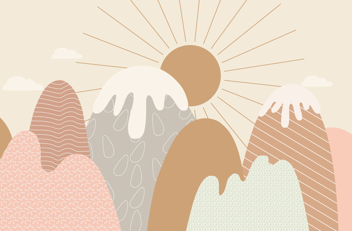 手绘高山天明背景墙