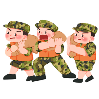 抗洪救灾解放军军人建党节建军节爱国插画