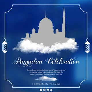 设计蓝色城堡社交媒体背景