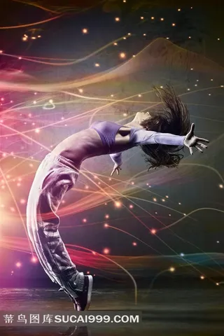 舞动系列 - 在光芒中尽情舞动的年轻女子