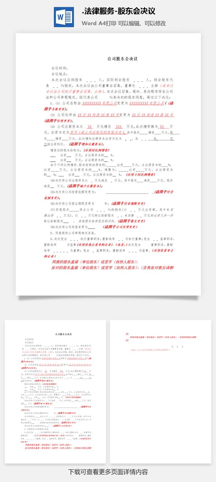 法律服务-股东会决议