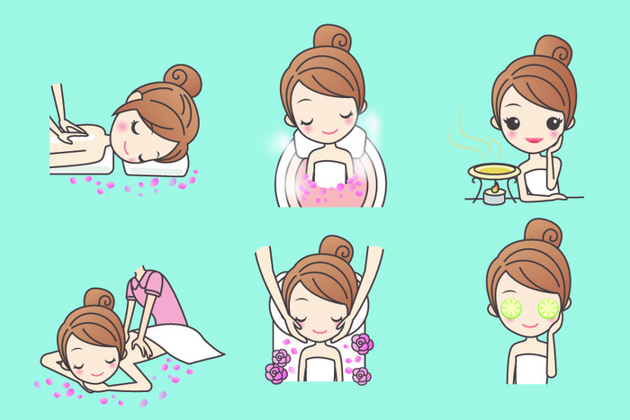 化妆品素材卡通版美容女孩