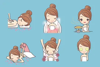 化妆品素材卡通版美容女孩