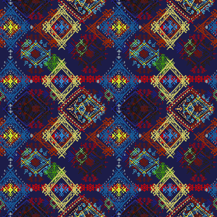 少数民族藏族特色花纹波西米亚风纹理背景图案设计AI矢量图片素材