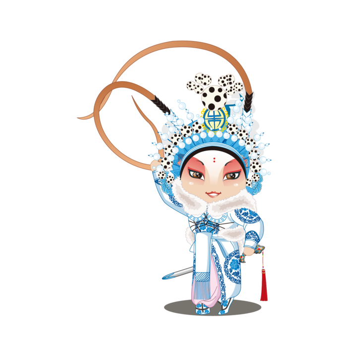 卡通京剧戏剧人物脸谱插画PNG图片 国潮中国风Q版戏剧人物PS素材