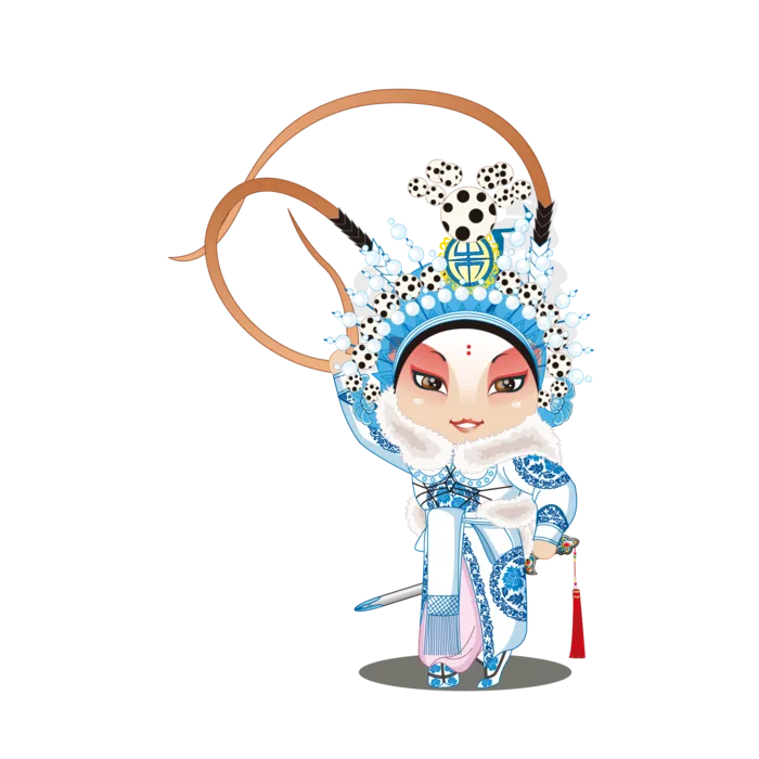 卡通京剧戏剧人物脸谱插画PNG图片 国潮中国风Q版戏剧人物PS素材
