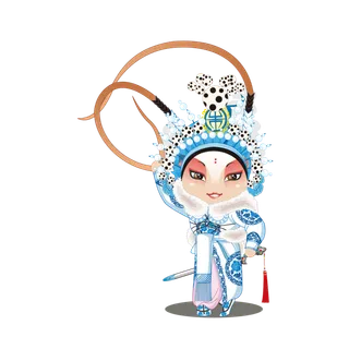 卡通京剧戏剧人物脸谱插画PNG图片 国潮中国风Q版戏剧人物PS素材