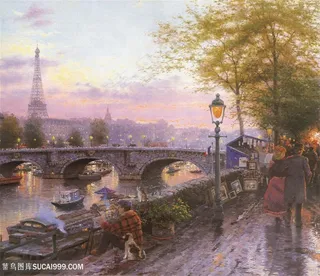 公园拱桥唯美风景画