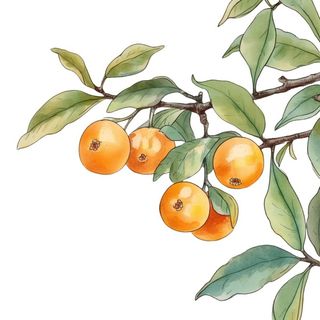 枇杷树水彩插画元素