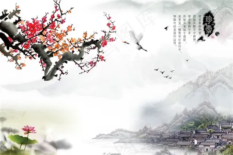 时尚山水画背景墙图片 时尚山水画背景墙图片