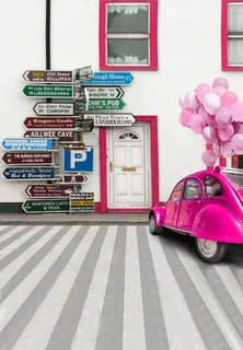 高清背景大图路标与小车