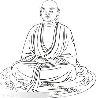 打坐的僧人手绘线描108罗汉矢量PNG绘画图片 打坐的僧人手绘线描108罗汉矢量PNG绘画图片