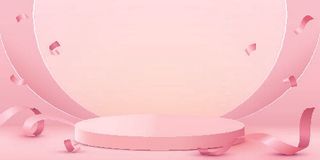 粉色电商产品展示台样机素材