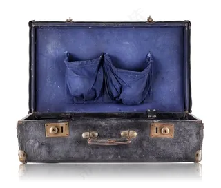 带有蓝色口袋的手提箱高清摄影