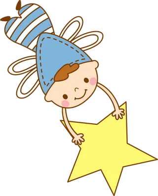 星星  趴着的男孩卡通