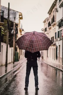 男人雨中撑伞背影图片 男人雨中撑伞背影图片