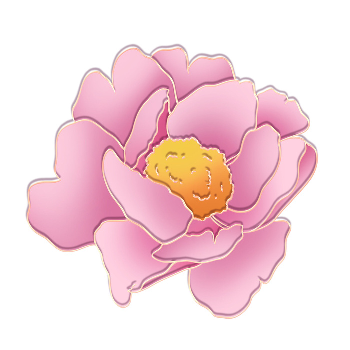 国潮风立体浮雕金边手绘花朵花卉PSD设计PNG免扣图片元素素材