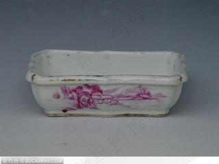 传统工艺-红色山水人家瓷盘