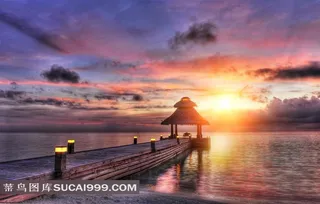 唯美海边黄昏意境风景图片