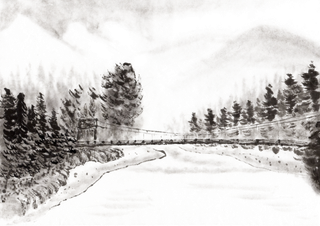 山水画素材中国风水墨画素材元素中国画