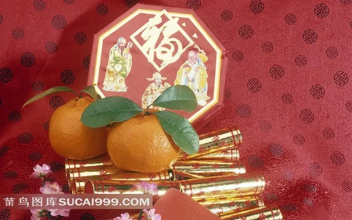 鞭炮桔子素材图片