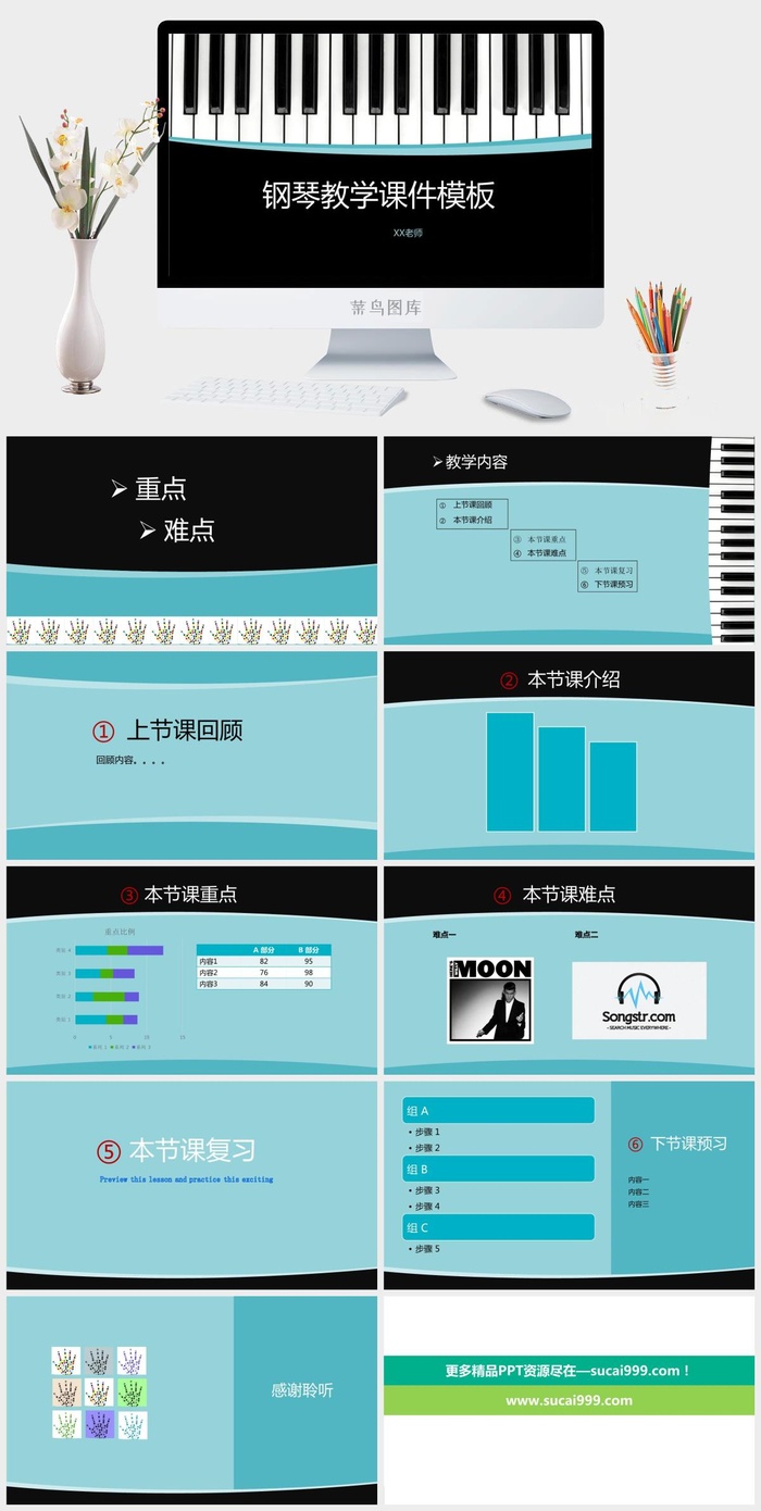 钢琴教育教学课件PPT模板