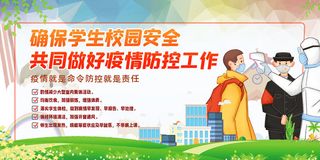 医疗学校园防疫病毒传播疫情防控宣传易拉宝设计模板海报素材