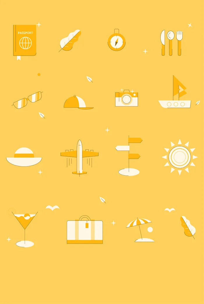 矢量旅行假期元素ai矢量模版下载