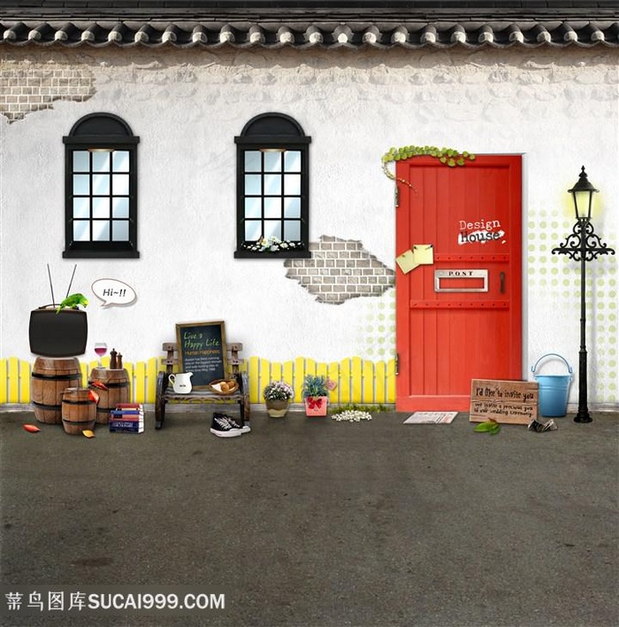 街道墙面唯美婚纱背景大图