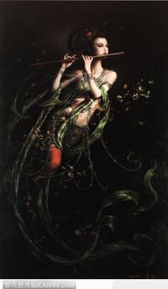 敦煌壁画飞天神女-伎乐天之一