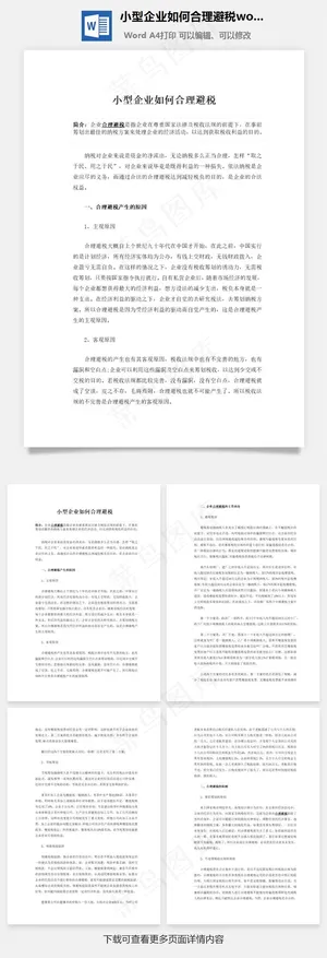 小型企业如何合理避税word文档